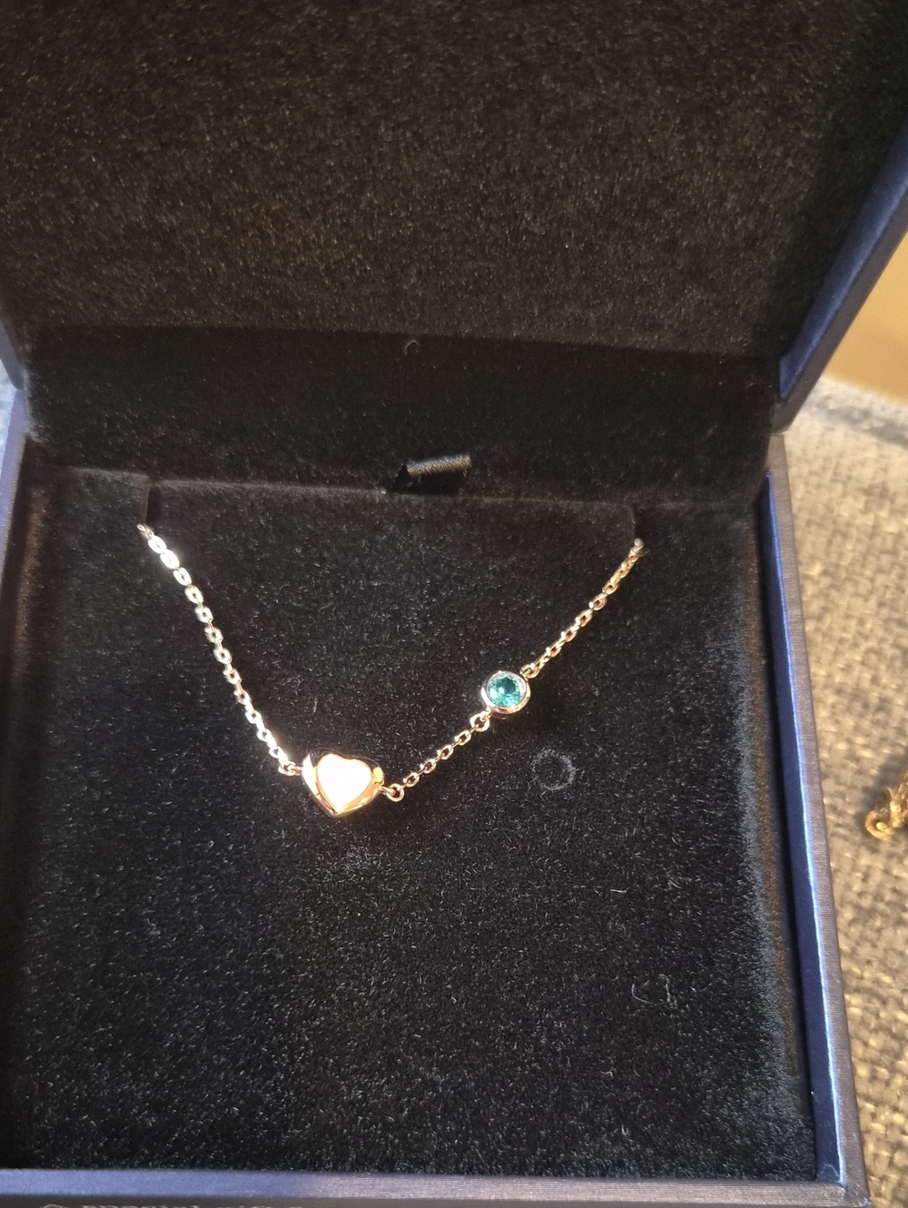 925 Rose Gold Mother of Pearl Heart? and Blue Stone Bracelet